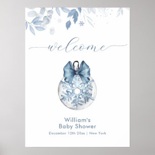 Winter Bow Snowflake Ornament Baby Shower Welcome Poster