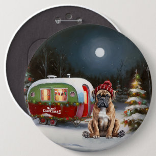 Winter Boxer Caravan Christmas Adventure 6 Cm Round Badge