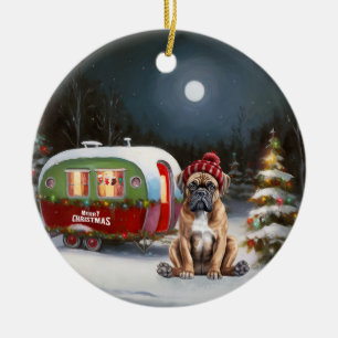 Winter Boxer Caravan Christmas Adventure Ceramic Tree Decoration