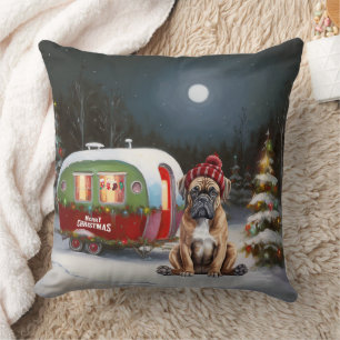 Winter Boxer Caravan Christmas Adventure Cushion
