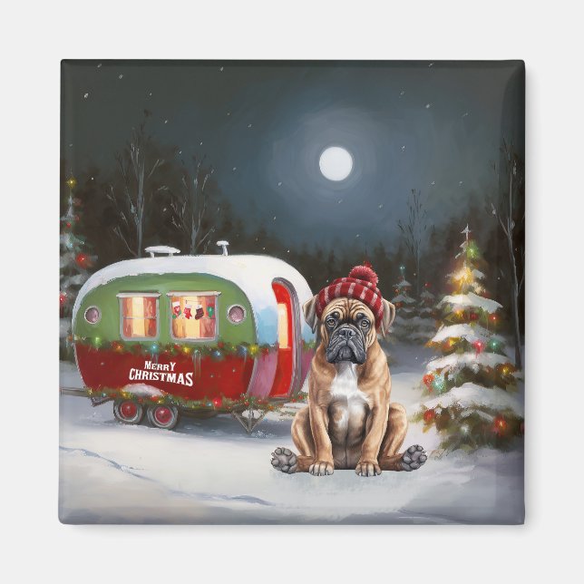 Winter Boxer Caravan Christmas Adventure Magnet (Front)