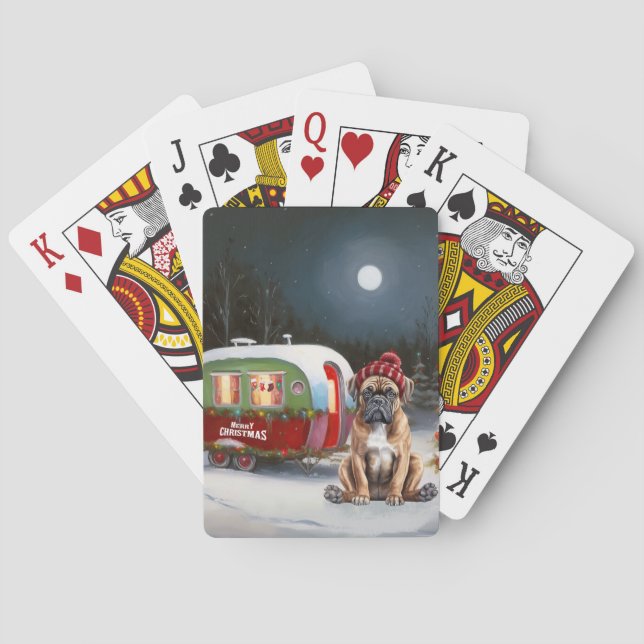 Winter Boxer Caravan Christmas Adventure Playing Cards (Back)