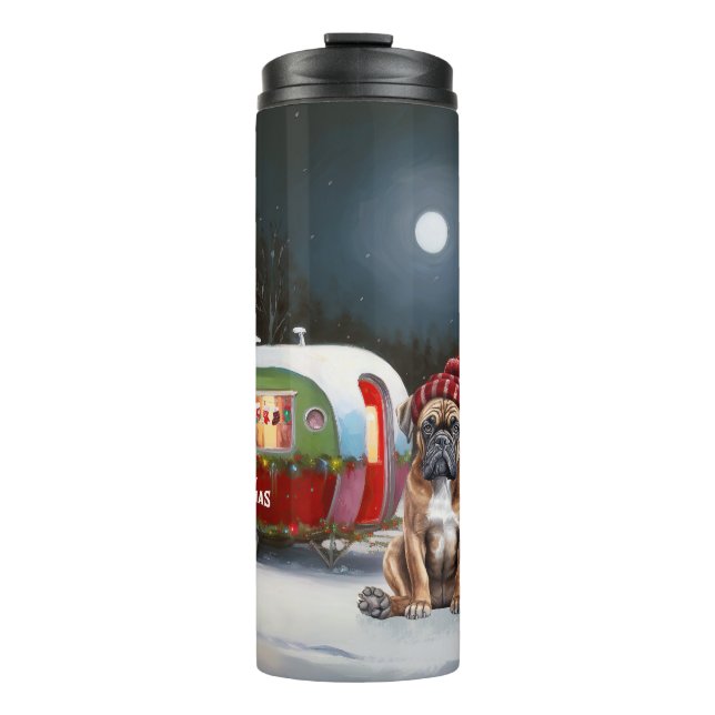 Winter Boxer Caravan Christmas Adventure Thermal Tumbler (Front)