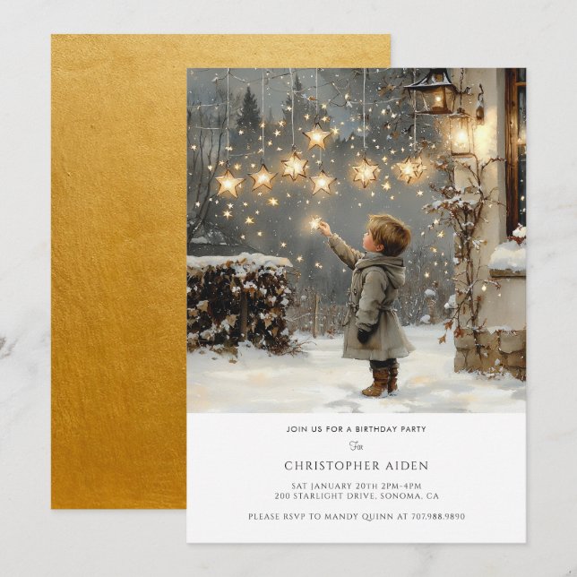 Winter Boy 1st Birthday  Invitation (Front/Back)