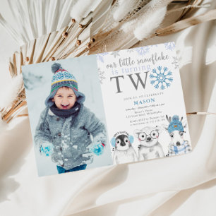 Winter Boy 2nd Birthday Photo Invitation