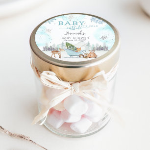 Winter Boy Baby It's Cold Outside Shower Favour Classic Round Sticker