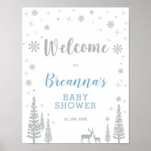 Winter Boy Baby Shower Welcome Party Sign