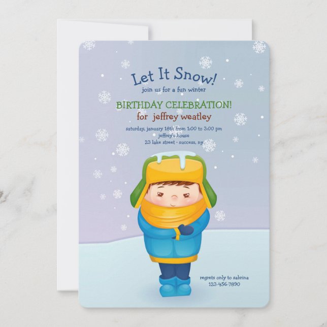 Winter Boy Invitation (Front)