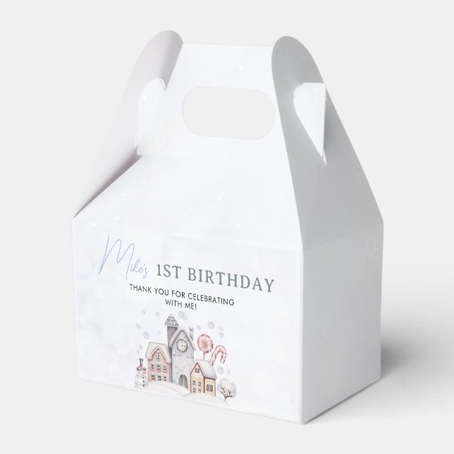 Winter Boy Onederland First Birthday Favour Box (Front Side)