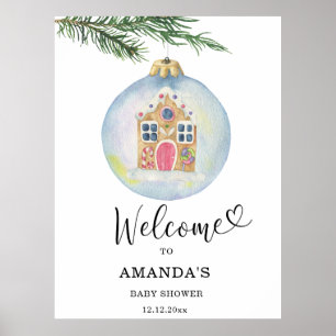 Winter branch baby shower welcome poster