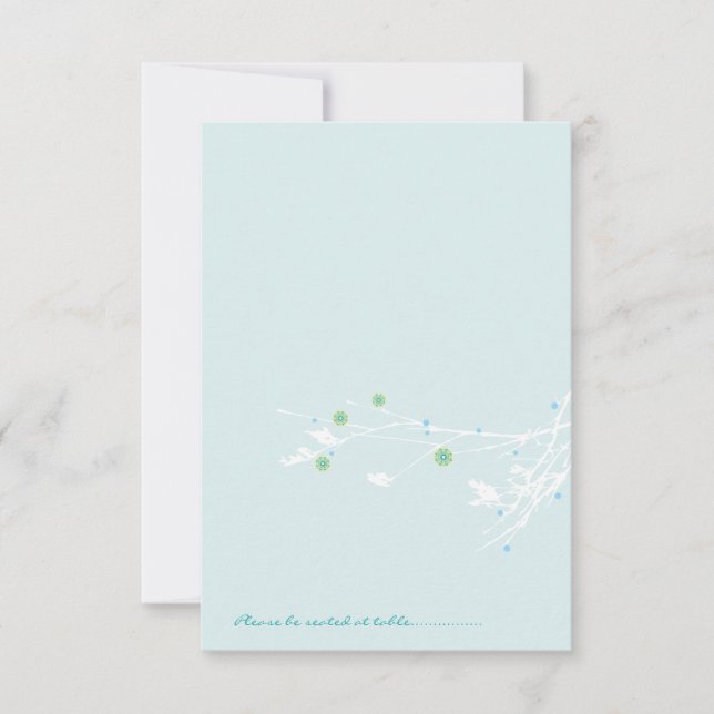 Winter Branch Snow Flower Folded Place Card (Front)