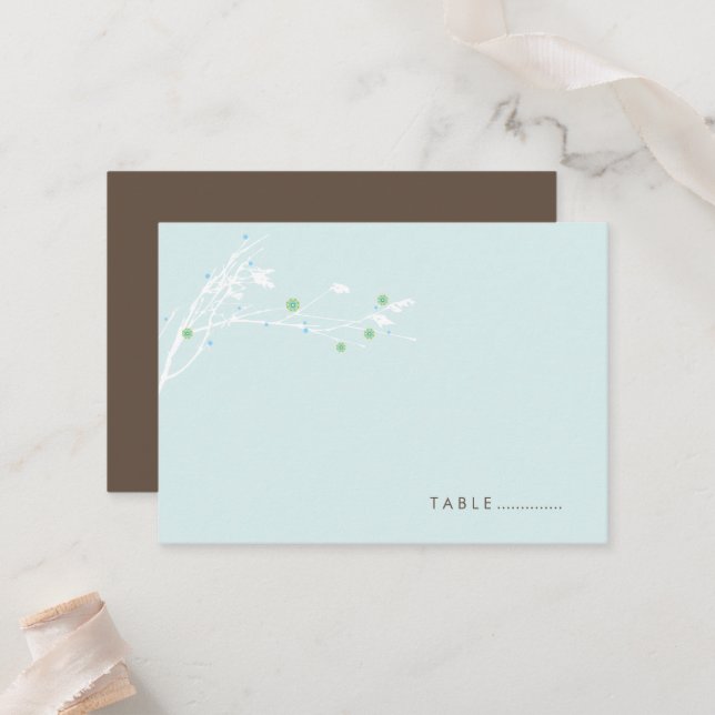 Winter Branch Snow Flower Simple Elegant Wedding Place Card (Front/Back In Situ)