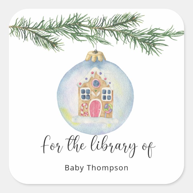 Winter branch with toy - Baby's first library Square Sticker (Front)