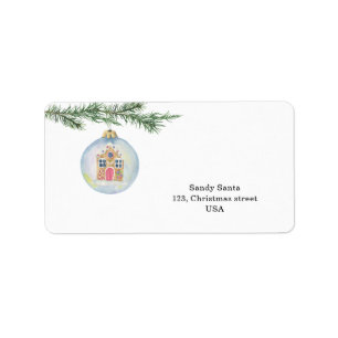 Winter branch with toy label