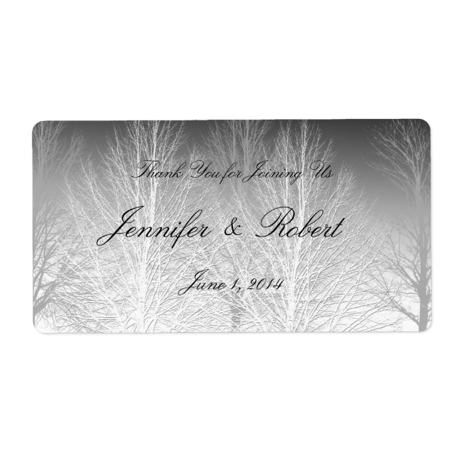 Winter Branches Black White Grey Water Label (Front)