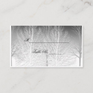 Winter Branches Black White Wedding Place Card