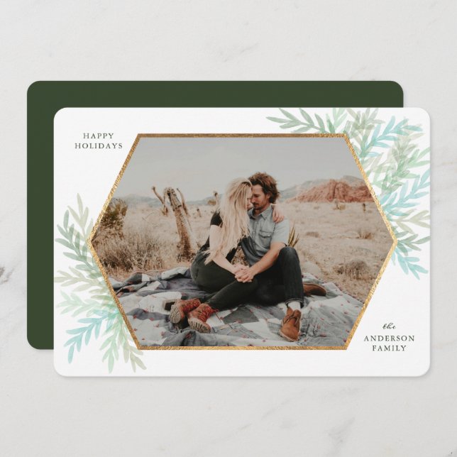 Winter Branches Modern Holiday Photo Card (Front/Back)