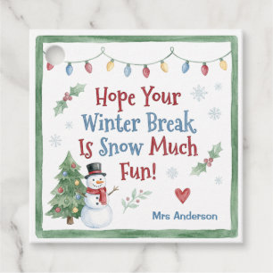 Winter Break Snow Much Fun Christmas Tree Snowman Favour Tags