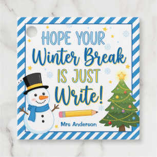 Winter Break Snowman Pencil Teacher Appreciation Favour Tags