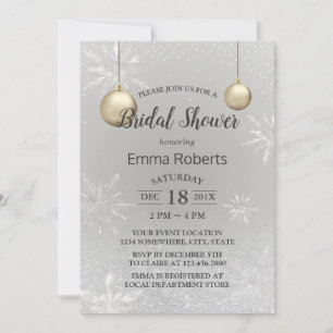 Winter Bridal Shower Elegant Silver Snowflakes Invitation