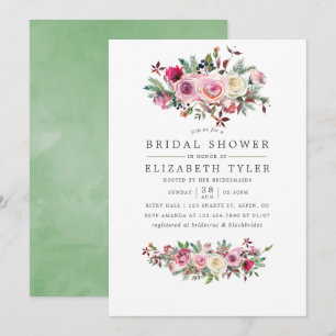 Winter Bridal Shower Floral Invitation