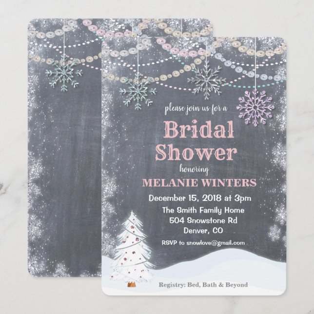 Winter Bridal Shower Invitation Invitation (Front/Back)
