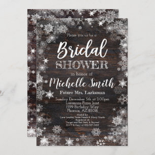 Winter Bridal Shower Invitation, Rustic Bridal Invitation