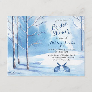Winter Bridal Shower Invitation Trees Rabbits