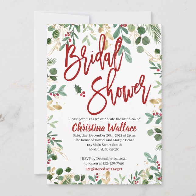 Winter Bridal Shower Invitations Christmas Bridal (Front)