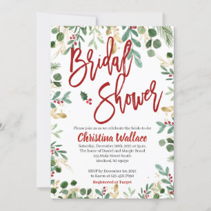 Winter Bridal Shower Invitations Christmas Bridal