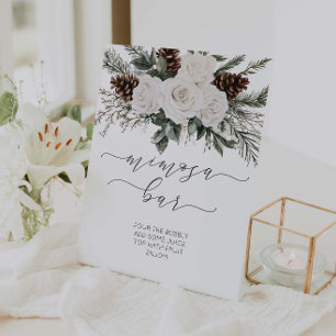 Winter Bridal Shower Mimosa Bar Pedestal Sign