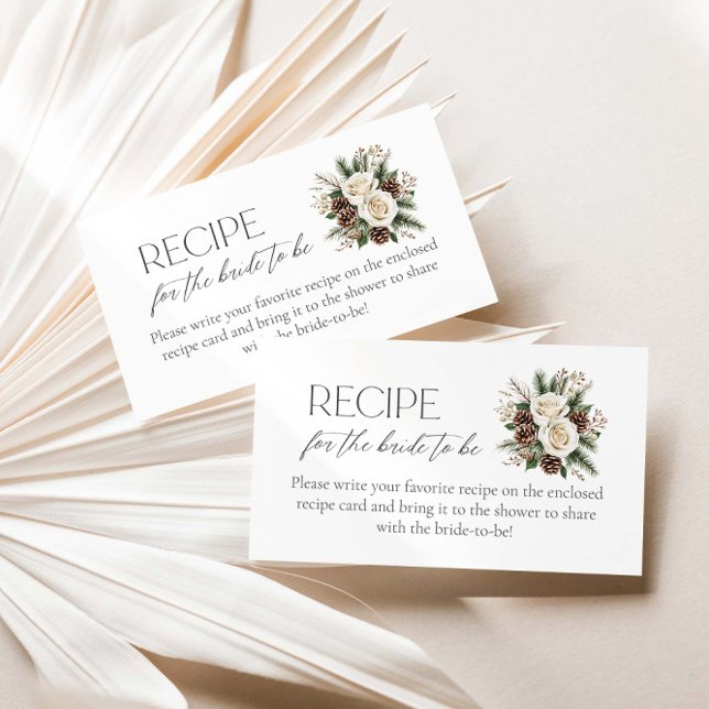 Winter Bridal Shower Recipe for the Bride to be Enclosure Card (Creator Uploaded)
