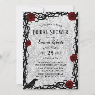 Winter Bridal Shower Rose & Thorn Snow Fairytale Invitation