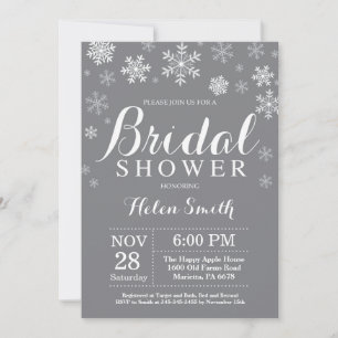 Winter Bridal Shower Snowflake Invitation Grey