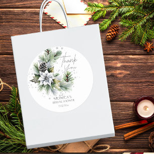 Winter bridal shower template thank you favour classic round sticker