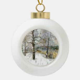 winter bridge ceramic ball christmas ornament