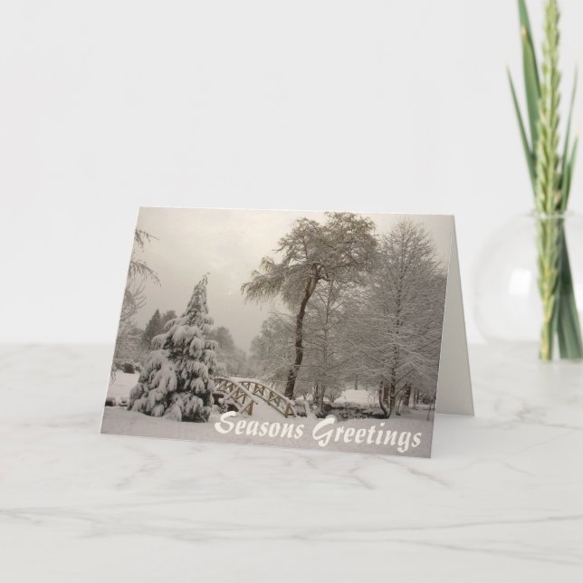 Winter Bridge Greeting Card Custom or Blank Card (Front)