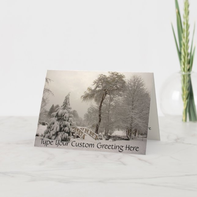 Winter Bridge Greeting Card Custom or Blank Card (Front)