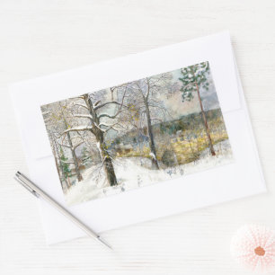 winter bridge rectangular sticker