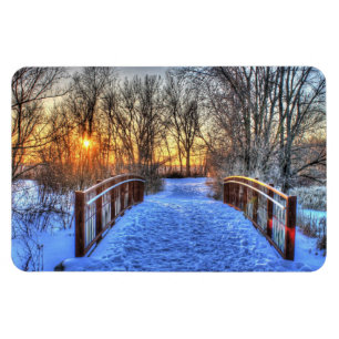 Winter bridge sunset Flexible Magnet