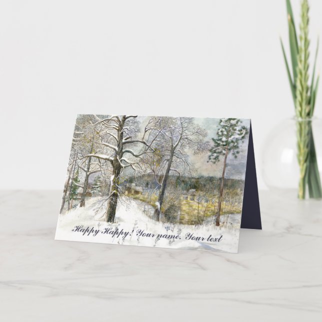 winter bridge watercolor card (Front)