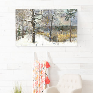 winter bridge Watercolor painting Banner