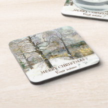 Winter bridge Watercolor painting