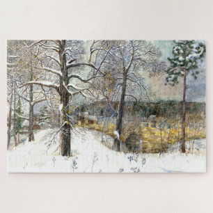 winter bridge Watercolor painting Jigsaw Puzzle