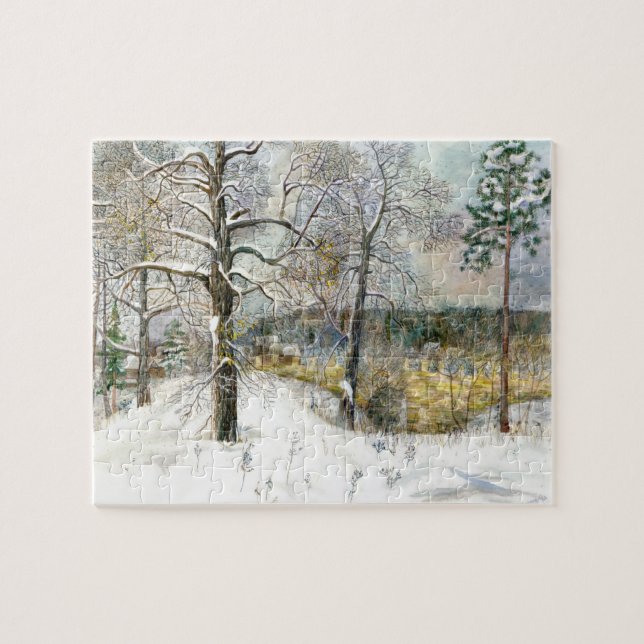 winter bridge Watercolor painting Jigsaw Puzzle (Horizontal)