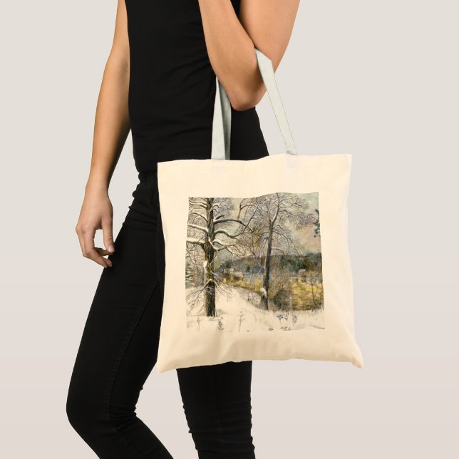 winter bridge Watercolor painting Tote Bag (Front (Product))