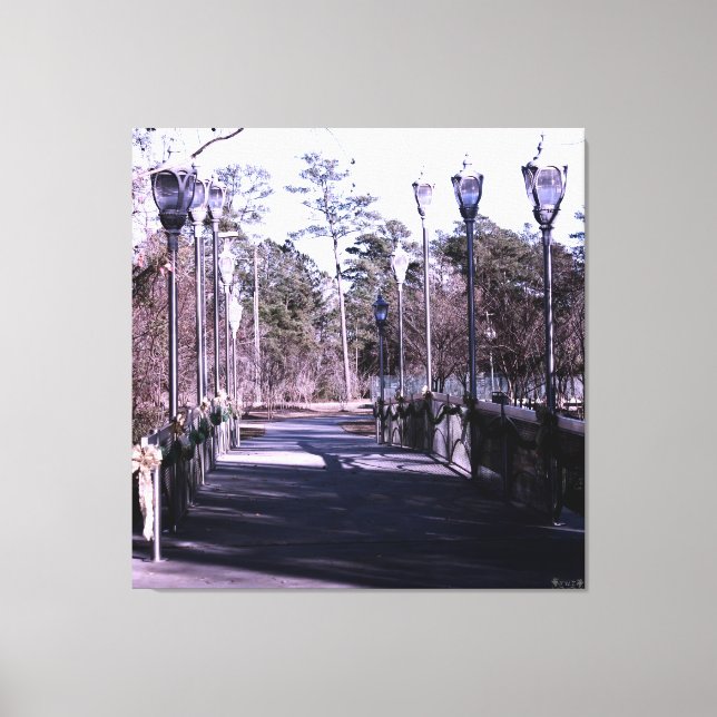 Winter Bridge with Lanterns Canvas Print (Front)