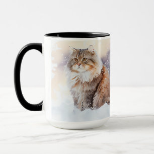 Winter Brown And White Maine Coon Tabby Cat Mug