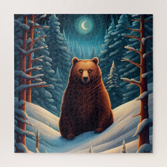 Winter Brown Bear Puzzle (Vertical)