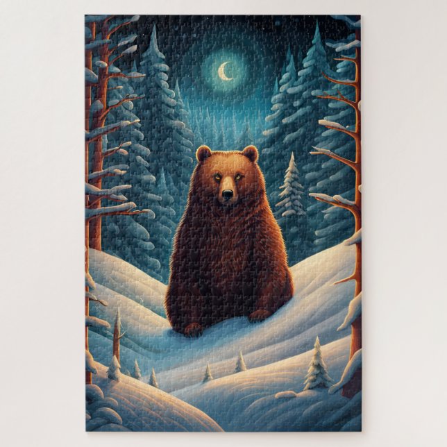 Winter Brown Bear Puzzle (Vertical)